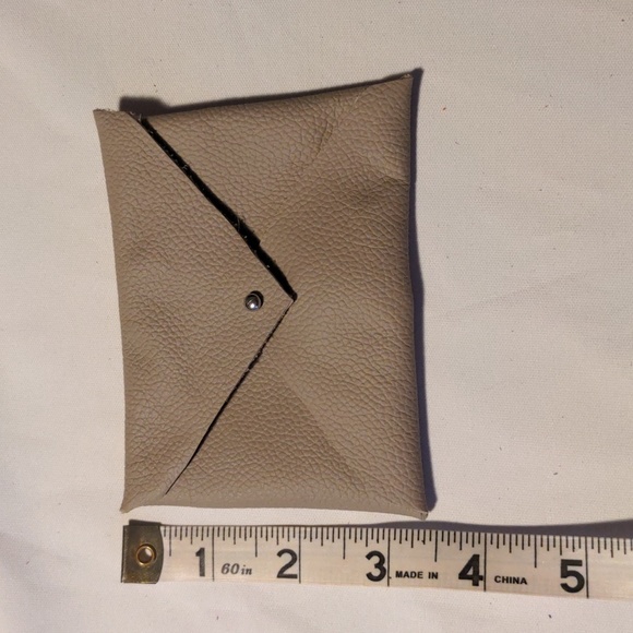 New! Handmade Genuine Leather Envelope Pouch Taupe - Picture 5 of 9